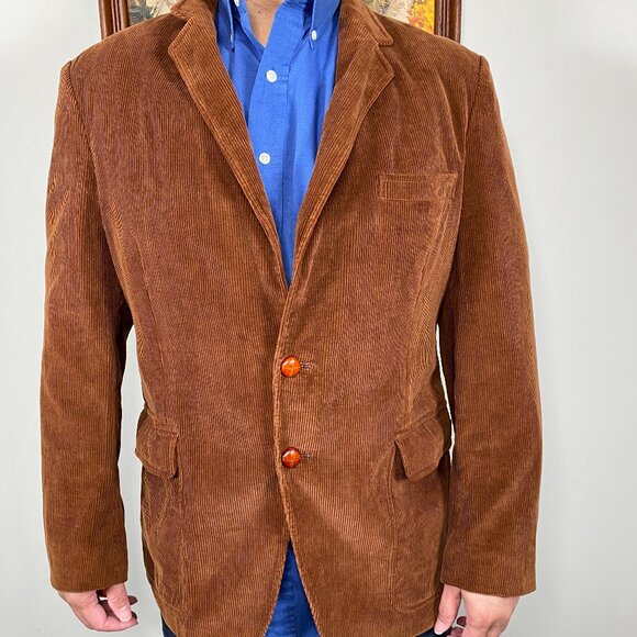 Jonathan Edwards Two Button Corduroy Blazer Men's 42R Brown Top - Picture 1 of 13